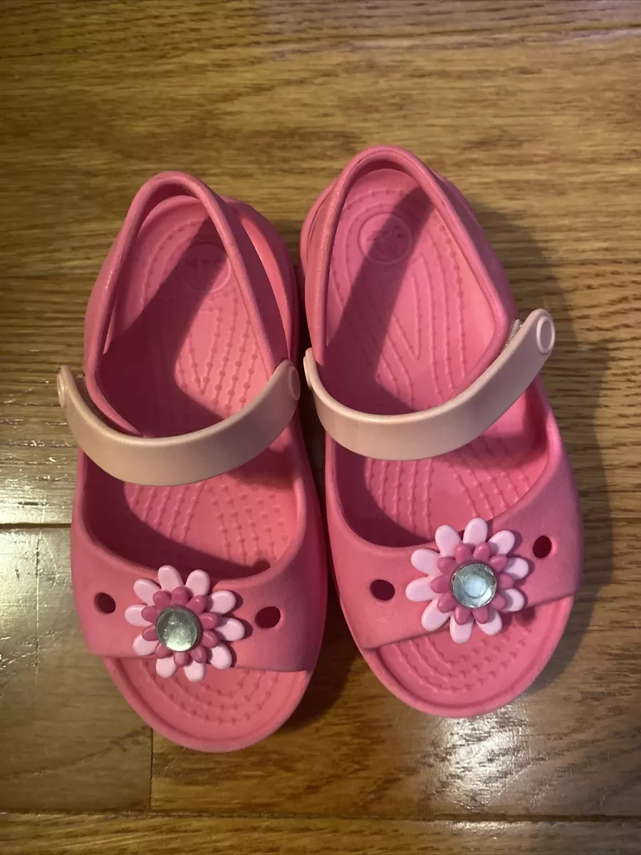 Crocs Pink Baby Girl Flower Sandals SzC7