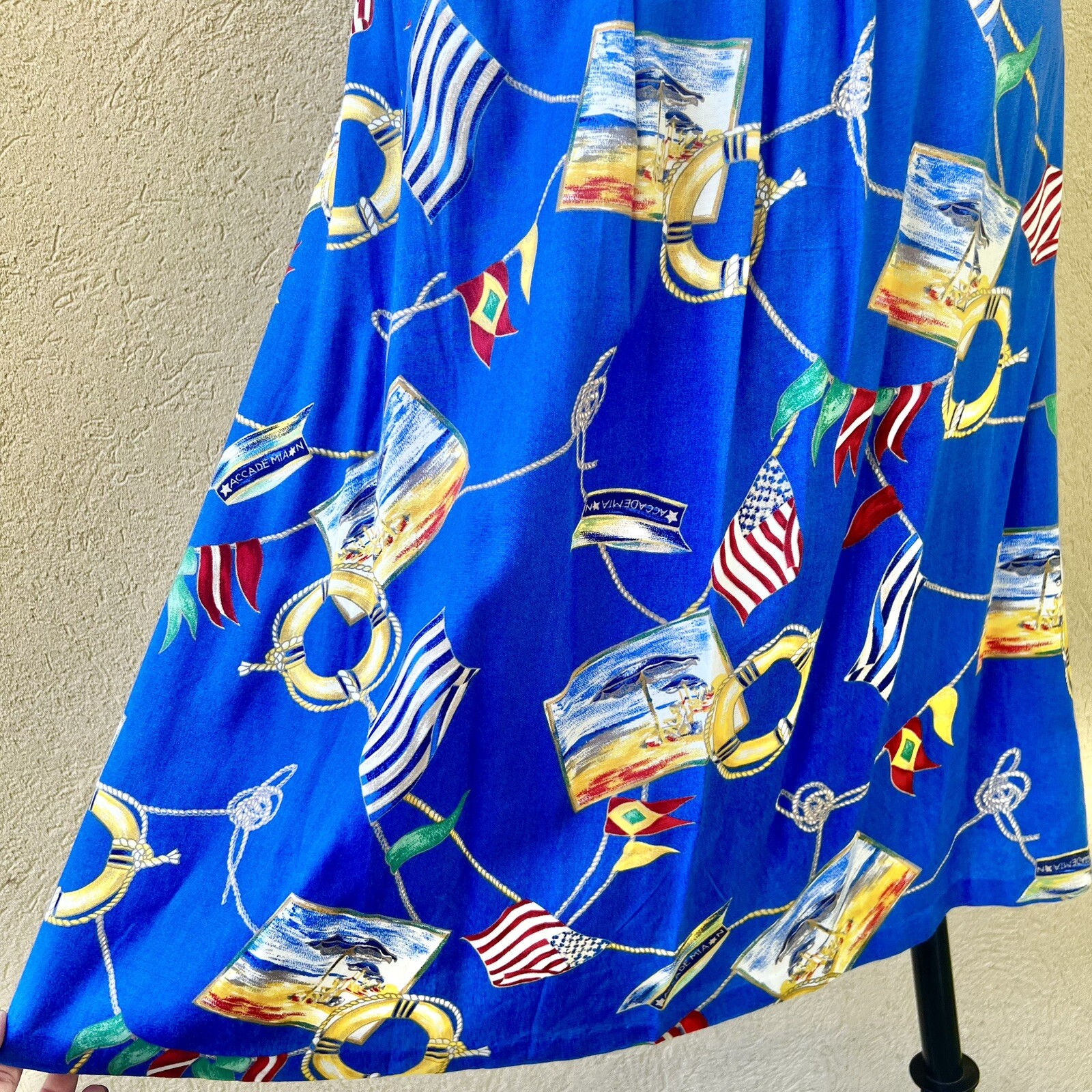 MARITIME NAUTICAL Sailing Yacht 90s 1990’s Vintage Novelty Print Rayon Skirt XL image 8