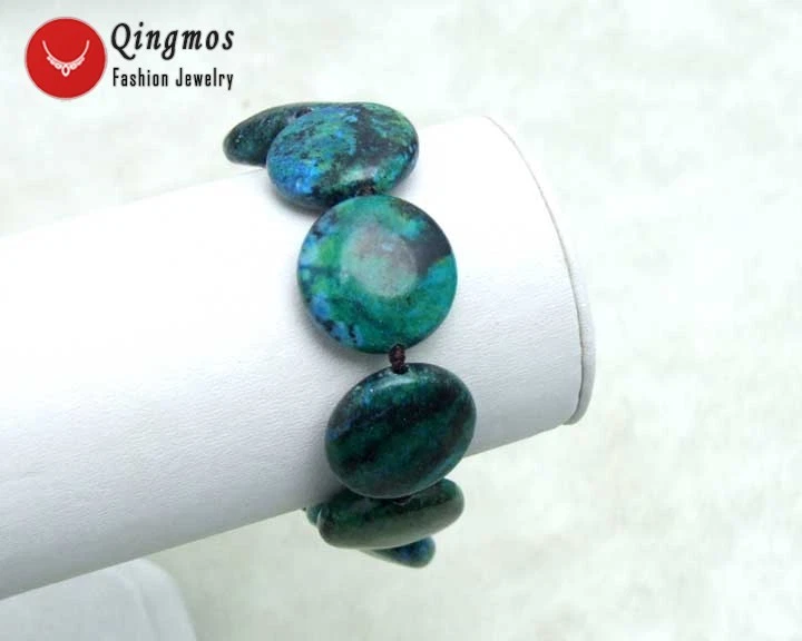 天然 20 毫米硬币圆形绿色菊花手链女式珠宝首饰 8 — 第 2/4 张图片