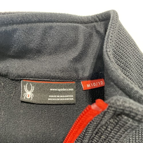 Spyder Jacket Boys Medium 10-12 Black Mid Weight Core Sweater Full Zip - Picture 3 of 5