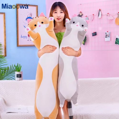 50/70Cm Cute Soft Long Cat Plush Toys Stuffed Pause Office Nap Pillow Bed Sleep