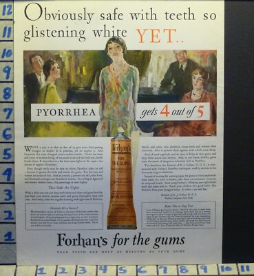 1928 FORHANS TOOTH PASTE DENTAL HYGIENE DENTIST TEETH BRUSH HEALTH   H73