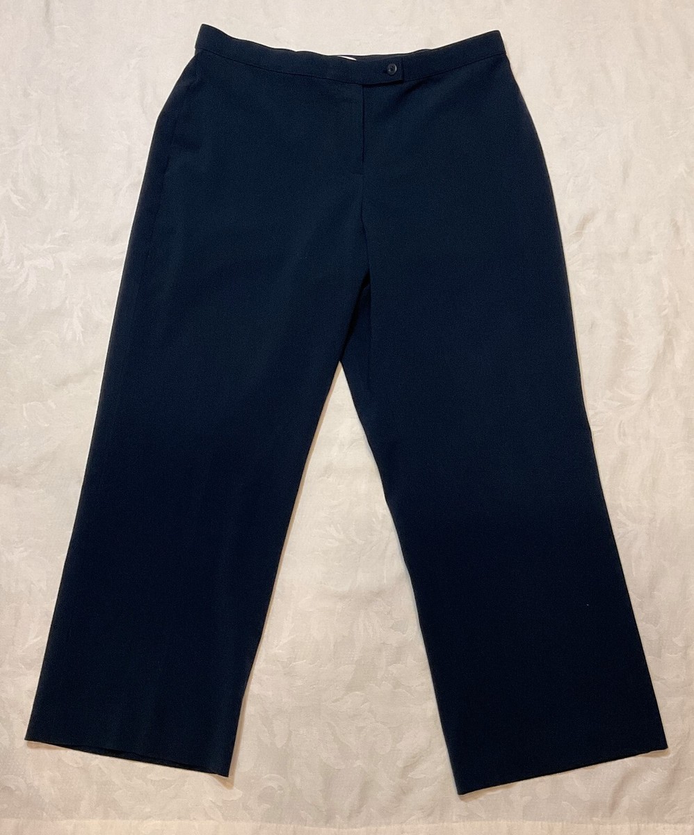 ROSE HAGGAR Womens Size 14P Short Navy Blue Zip Front Stretch Waist Dress  Pants