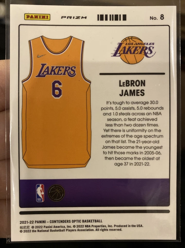 2021-22 Contenders Optic LEBRON JAMES #8 Uniformity Silver Prizm Lakers 🔥🏀💎 - Image 2 of 2
