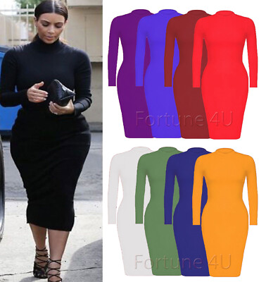 polo neck midi dress