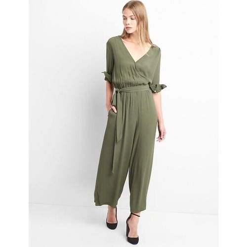 Gap Sage Green V Dolman Quarter Gürtel Taschen breites Bein Overall groß Grand 6 M - Bild 3 von 23