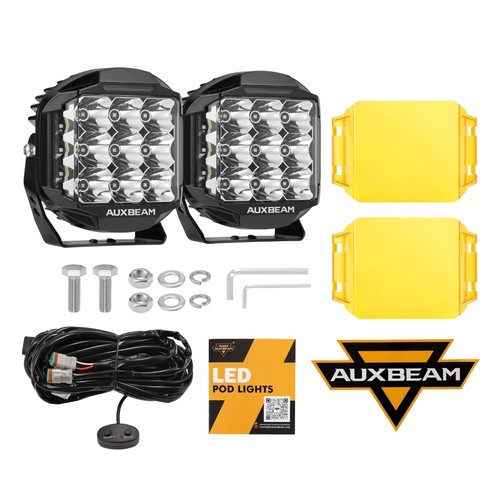AUXBEAM Pair 7" Inch LED Pods Work Light Driving Fog Headlight Truck Offroad DRL - Picture 7 of 12