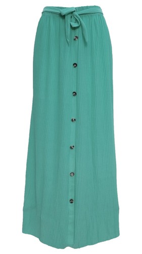 New Ladies Women Black White A line Pleated Crinkle Button Maxi Skirt Hi Rise - Picture 19 of 19