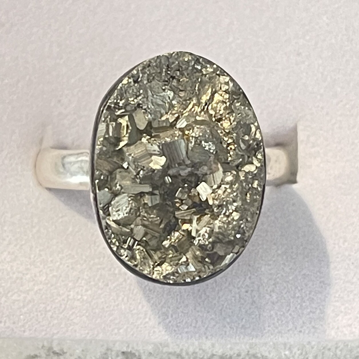 Sterling Silver Solid .925 Genuine Pyrite Ring Si… - image 1