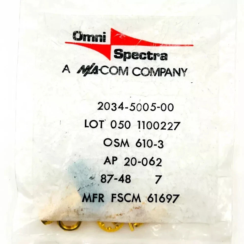 Omni Spectra 2034-5005-00 RF Coaxial Connector SMA Cable Jack Panel Mount - Image 2 of 4