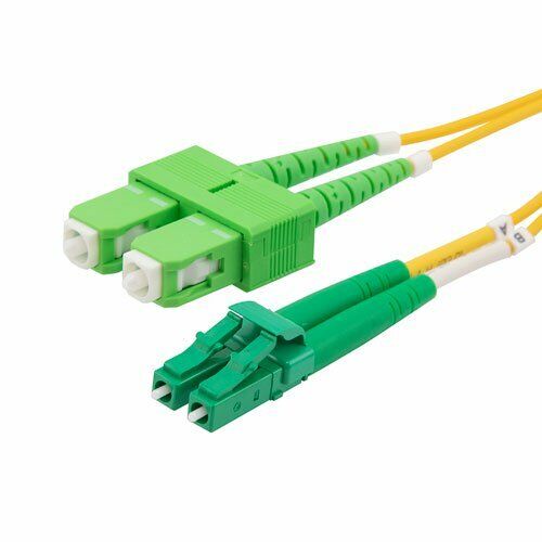 5 PACK LOT 10m LC(APC)-SC(APC) Duplex 9/125 OS2 Singlemode Yellow OFNR 33FT - Picture 1 of 1