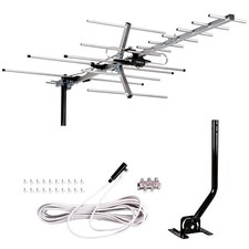 HDTV Yagi Outdoor Indoor TV Antenna 200 Mile VHF/UHF/FM, Supports 4k Resolution