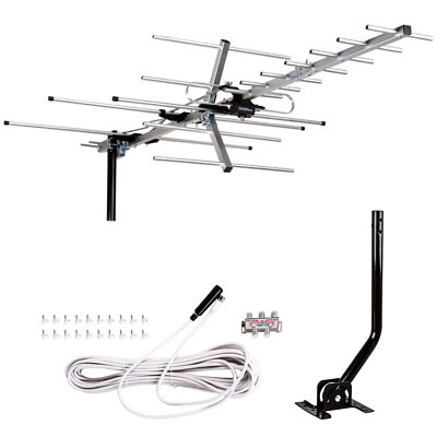 #ad #ad HDTV Yagi Outdoor Indoor TV Antenna 200 Mile VHF UHF FM Supports 4k Resolution $45.95