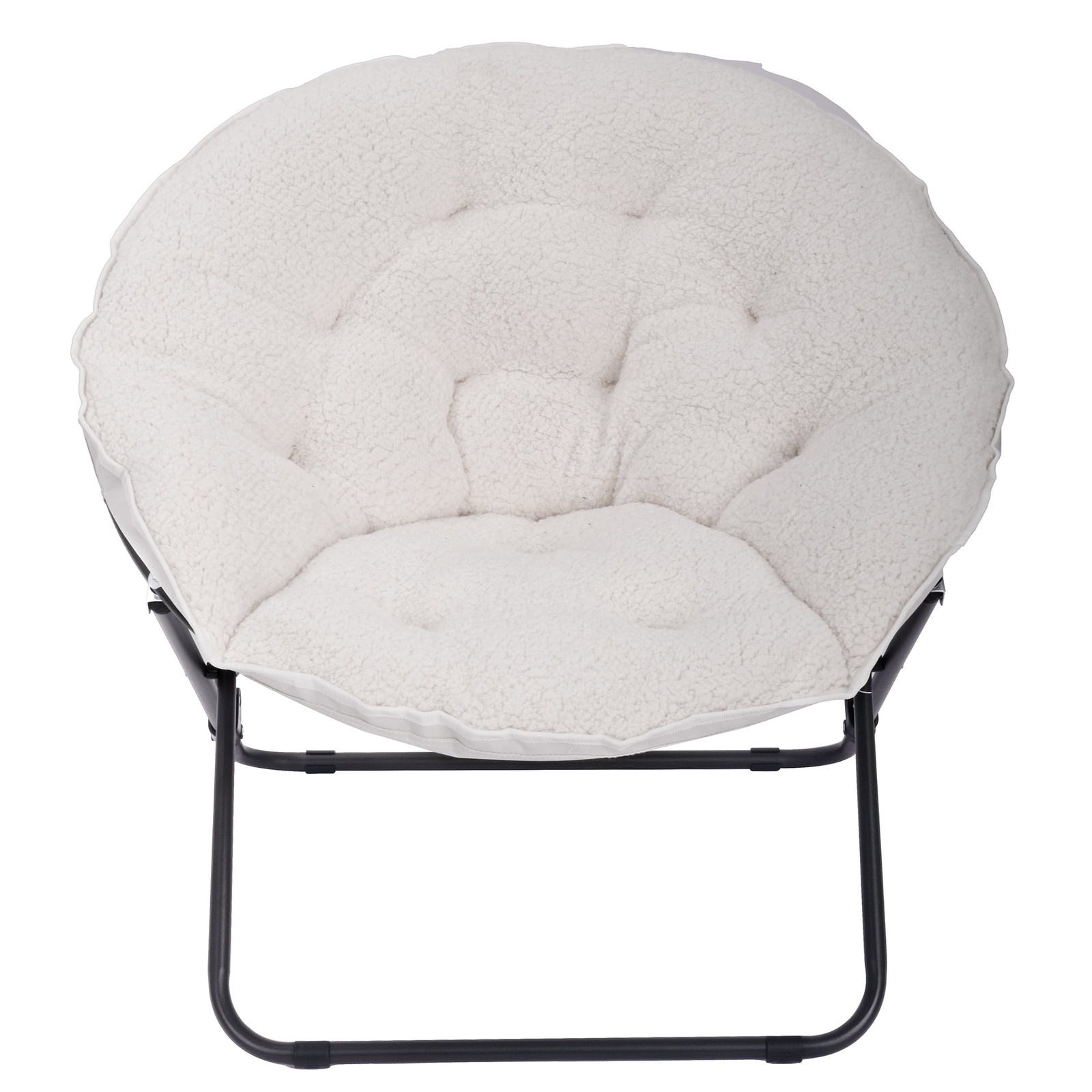 Mainstays White Faux Shearling Saucer Chair for Kids Teens