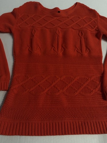 Talbot Sweater Women’s  Sm- Burnt Orange, Anchors Nautical Cable Knit Boat Neck - Picture 9 of 10