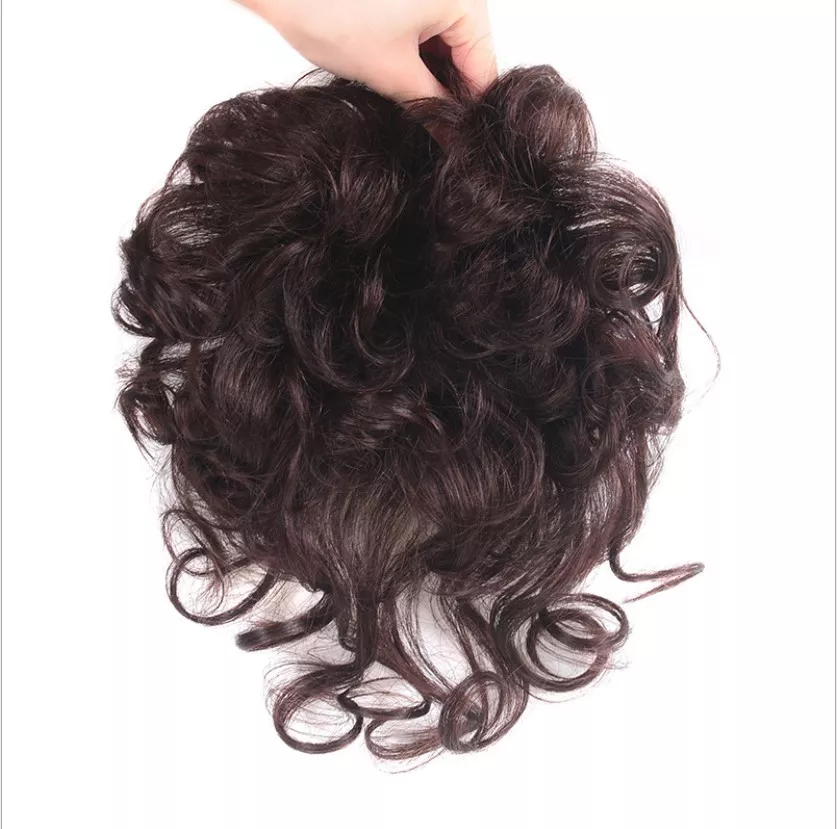 100 Human Hair Curly Topper Toupee Wavy Clip Hairpiece Top Wigs