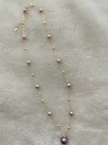 Stunning 20 " AAA+ south sea NATURAL purple PEARL NECKLACE 14K
