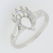 Sterling Silver Semi Mount Ring Setting Pear PE 12x8 mm Vintage Style