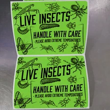 100 Large 4" x 3" Handle with care Live insects Mailing Shipping Label Insect