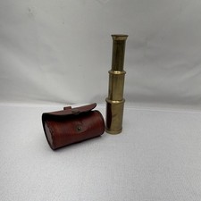 Brass Spyglass with Leather Case Collapsible Antique Telescope