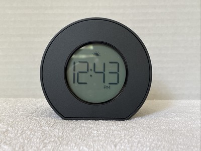 Capello Black Toc Round Battery Operated Dual Alarm Table Clock