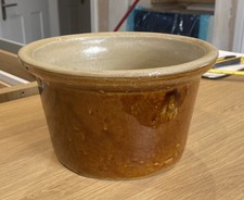 Vintage Stoneware Glazed Cooking Pot Brown