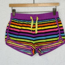 LittleMissMatched Board Shorts Girls 12 Multicolor Rainbow Striped Softshell