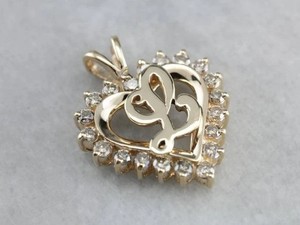 Authentic 1.50Ct Simulated Diamond Love Heart L Initial Pendant Necklace 14K Gold Plated