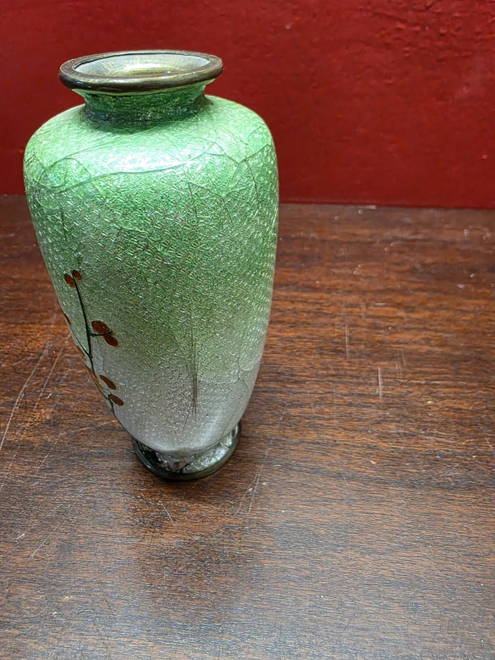 Jarrón japonés Ginbari Cloisonné período Meiji. Firmado. Arte japonés antiguo 5" Foto 2 de 4