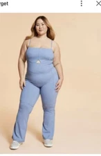 Blogilates Peekaboo Jumpsuit Legging Material NWT Size XL Steel Blue
