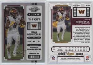2022 Panini Contenders Optic Ticket Silver Prizm Brian Robinson Jr #64 Rookie RC
