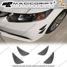 Universal Front Canards Fin Bumper Lip Splitters Carbon Fiber Look Urethane 4PCS