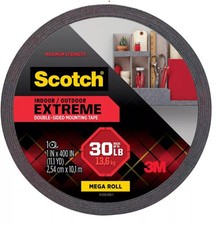 Scotch  414S-LONG Extreme Double-Sided Mounting Tape Mega Roll, 1 In X 400 In