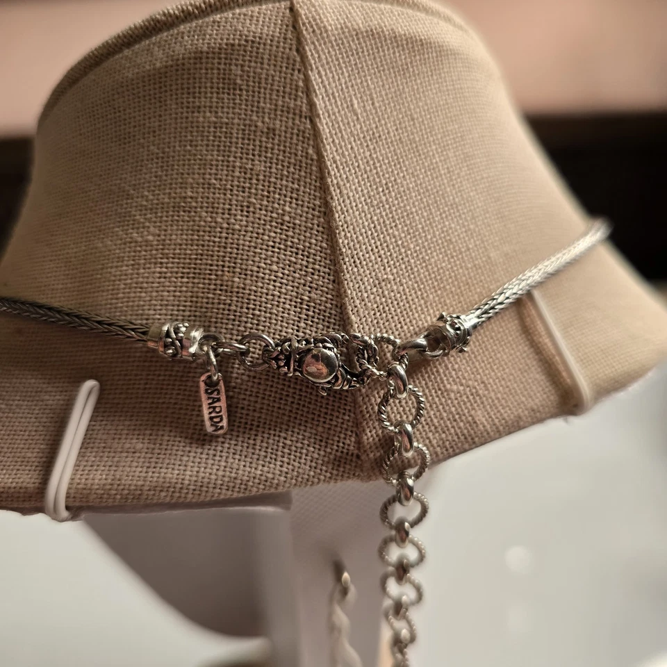 Sarda Sterling Silver Necklace Volcanic Quartz Pendant Set - Image 4 of 4