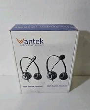 Wantek 602F Corded Noise-Cancelling Telephone Headset with Mic for Call Centers