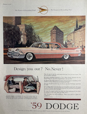 1959 Dodge Automobile Comfort Beauty Style Comeback Design You Out VTG Print Ad
