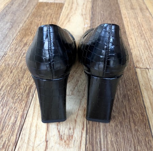 Robert Clergerie Black Crocodile Embossed Leather Pumps, Size 40.5 EU - NEW - Picture 5 of 8