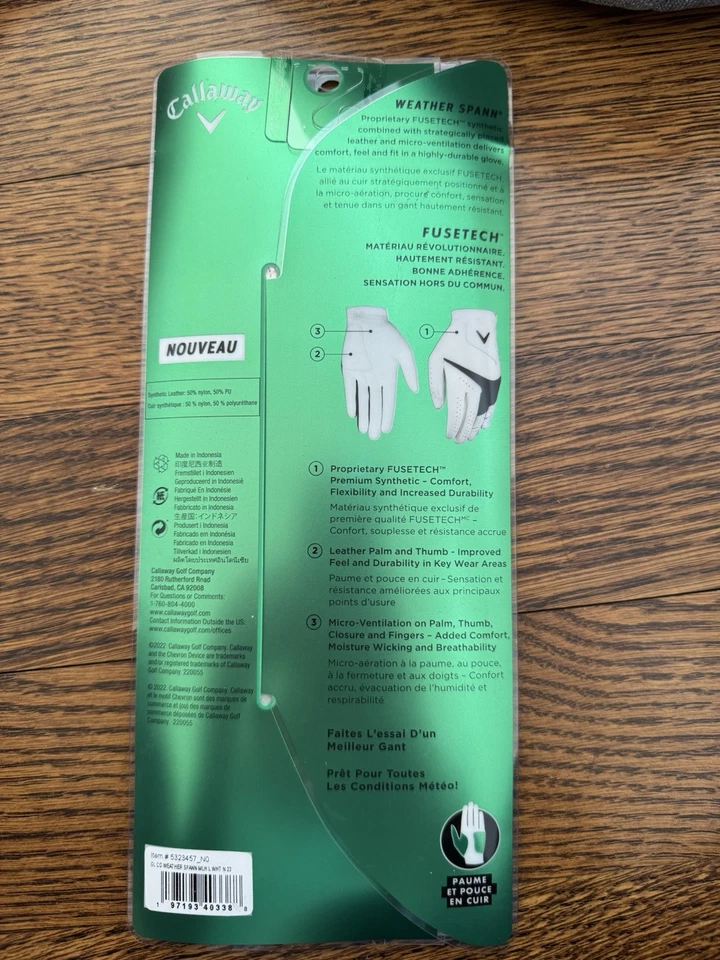 Callaway Weather Spann izquierda para hombre - nunca abierto Foto 2 de 2