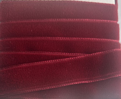 "Cinta de terciopelo rojo cardenal vintage de 5/8"" rayón 5 yardas hecha en Francia #144 B33" - Imagen 1 de 2