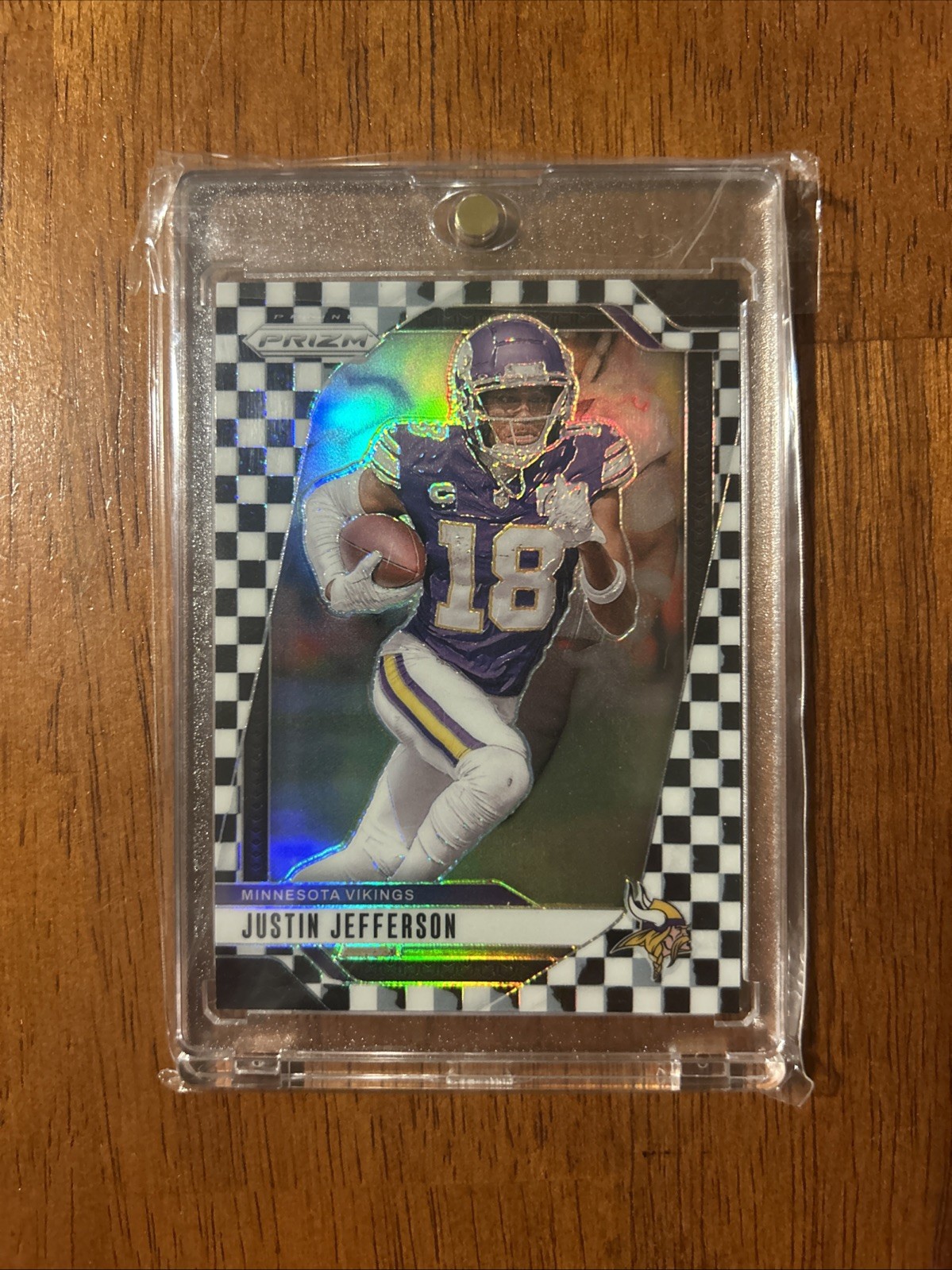 Justin Jefferson 2024 Panini Prizm Black White Checkerboard SP #187 Vikings