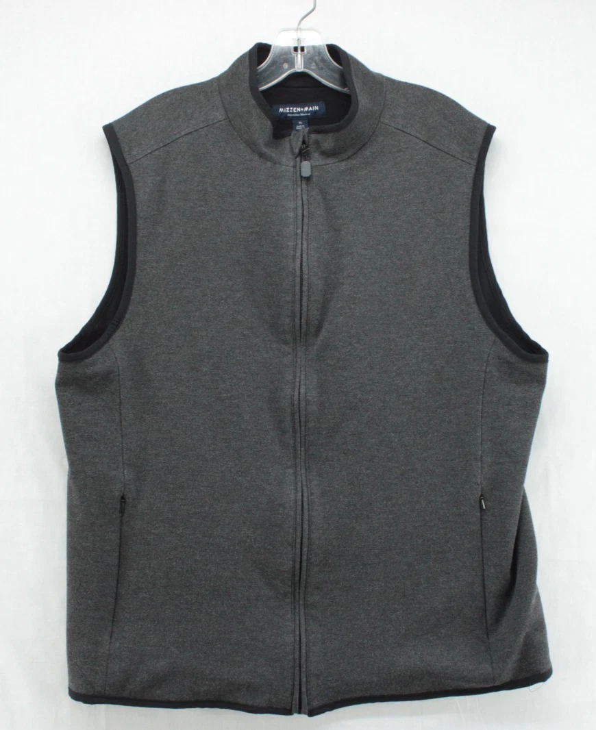 Mizzen+Main Bryant Vest Mens XL Gray Full Zip Performance Stretch Outdoors