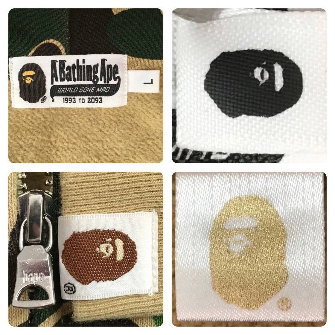 A BATHING APE (BAPE) Felpa con cappuccio BAPE LOGO ABC CAMO FULL ZIP L taglia a scimmia da bagno scimmia abasing ape hoodie