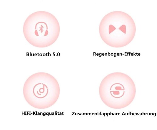 Bluetooth Kopfhörer f. Kids / Kinder m. Katzenohren + Lichteffekt + MP3-Player - Bild 6 von 7