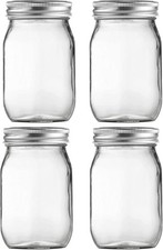 Glass Mason Jars, 16oz Clear Glass Jars with Lids for Sealing, Regular Mouth