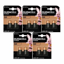 10x Duracell CR123 3V Lithium Photo Battery CR123A CR17345 Expiry 03/34