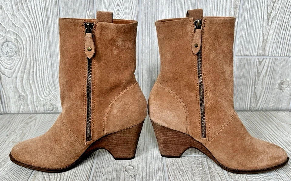 Ботинки Kelsi Dagger Brooklyn коричневые замшевые кожа на молнии до лодыжки размер 8,5 на танкетке замшевые - Изображение 4 из 4