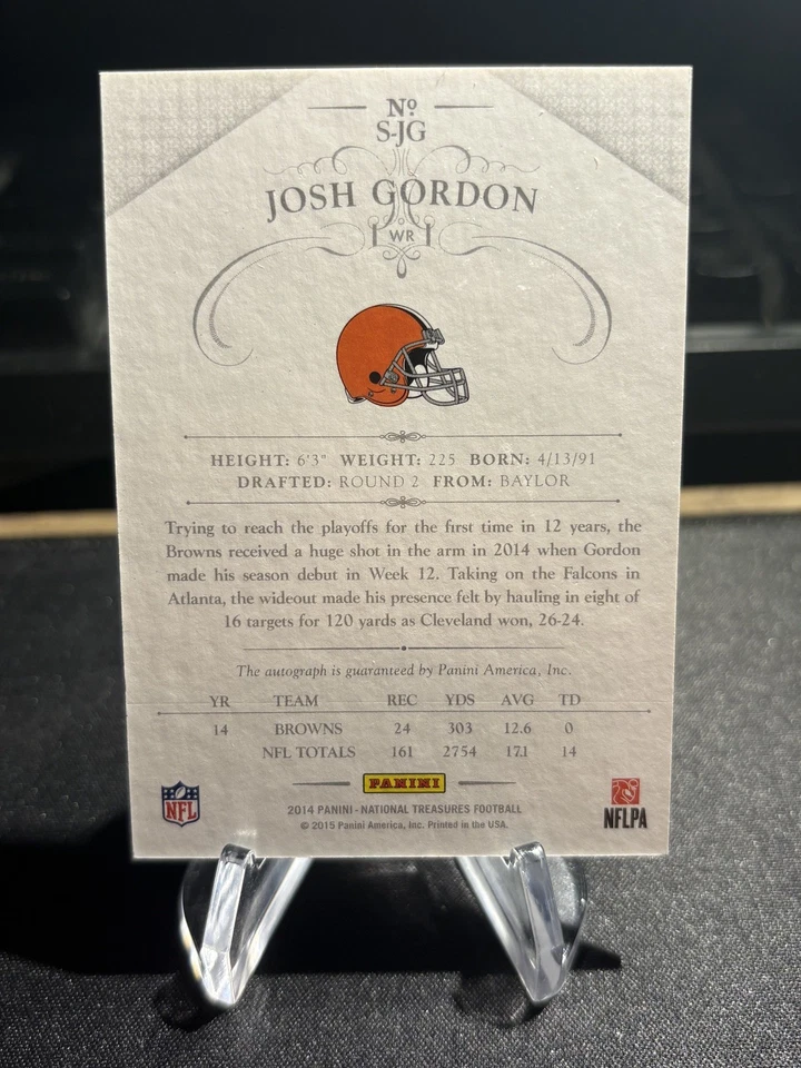 2014 Josh Gordon Panini National Treasures Auto Gold SP 07/10 - Image 3 of 3