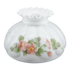 Vintage GWTW 10" Fitter Ribbed Ruffled Melon Oil/Electric Milk Glass Lamp Shade
