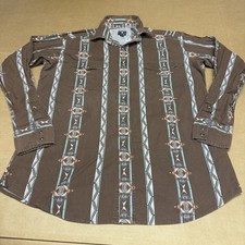 VINTAGE Panhandle Slim Shirt Adult Large Brown Pearl Snap Cowboy Western Button