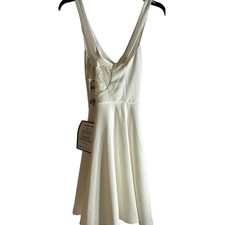 BCX Junior's Lace Trim Fit & Flare Dress Ivory Size 3 NWT